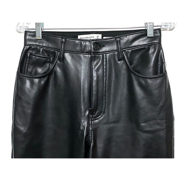 Abercrombie The Ankle Straight Ultra High Rise Pants 28/6 Vegan Leather Pleather - Picture 2 of 8